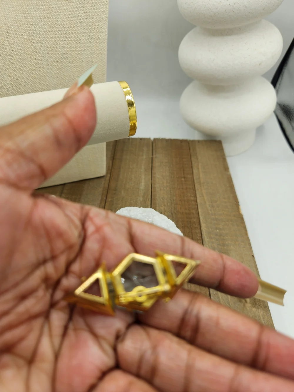 Miami Vice! Gorgeous Pink & Blue Geometric Statement Brooch •  Goldtone